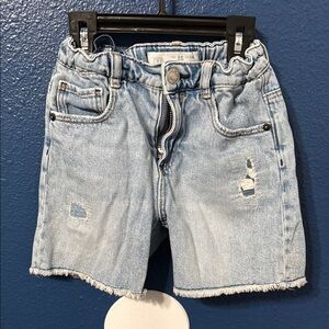 Zara Blue Jean Shorts with Distressed Hem